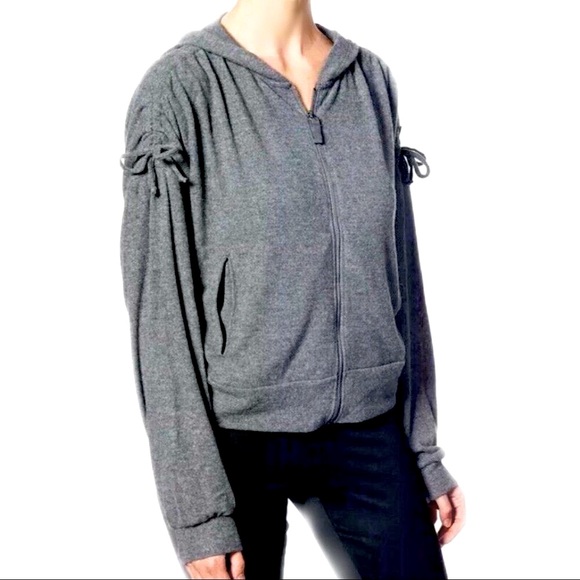 Splendid Shirred Sleeve Full-Zip Hoodie - Picture 3 of 4